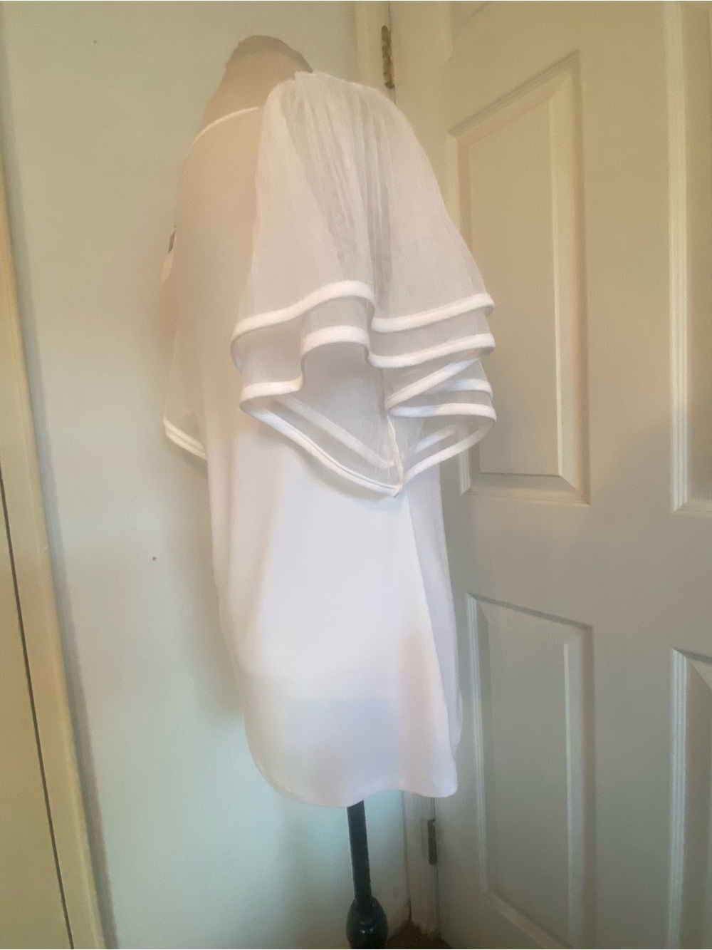 Joseph Ribkoff White Silky Mesh Bell Sleeves Top - Picture 5 of 14